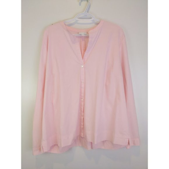 J.Jill Pink Front Button Long Sleeve Top XL